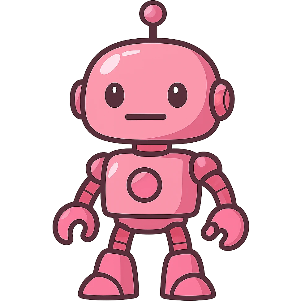 flat toon style shiny pink robot emoji
