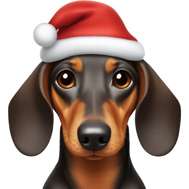 Dachshund wearing a Santa hat emoji