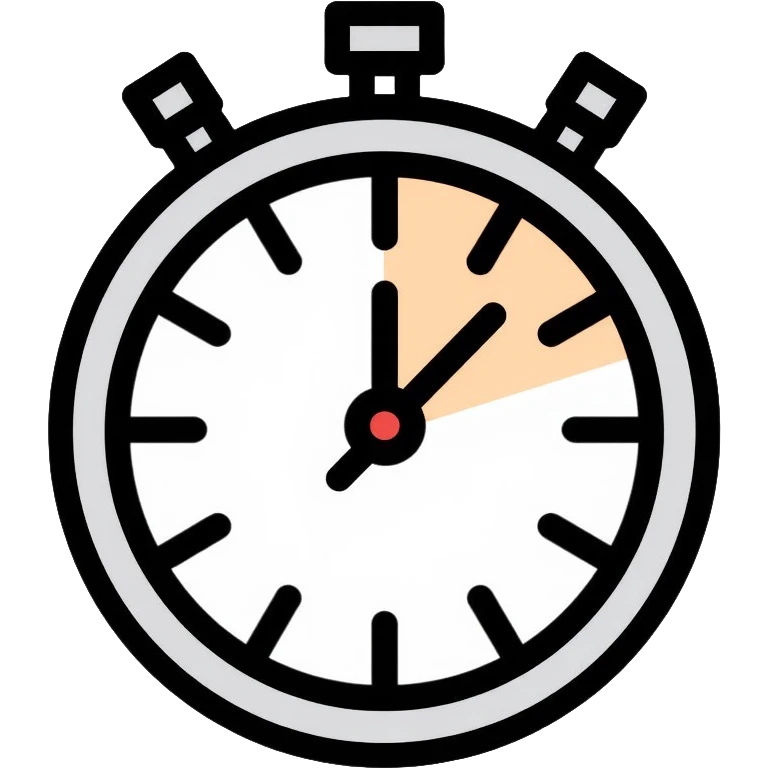 Stopwatch showing 1 minute and 58 seconds, hands pointing just before the 2-minute mark, symbolizing the two-minute rule in productivity emoji