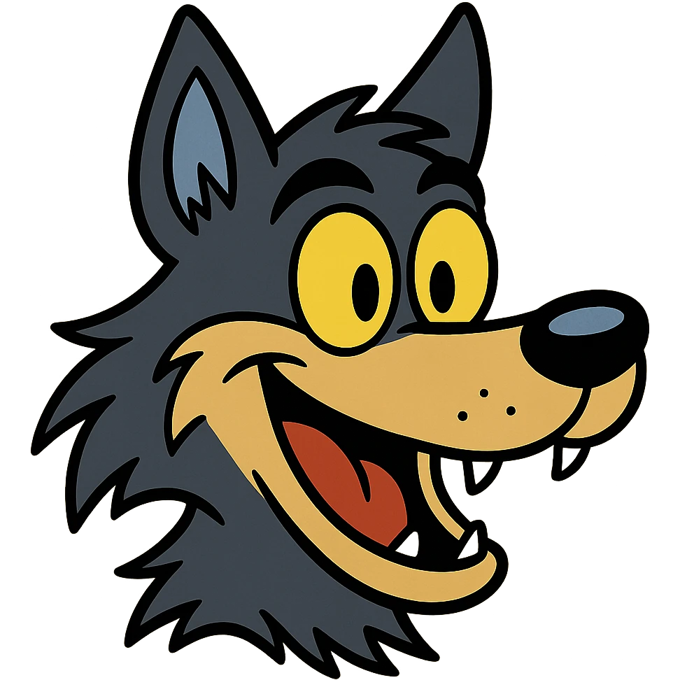 american wolfdog face, 90s cartoon style, saturated colors, accentuated details emoji