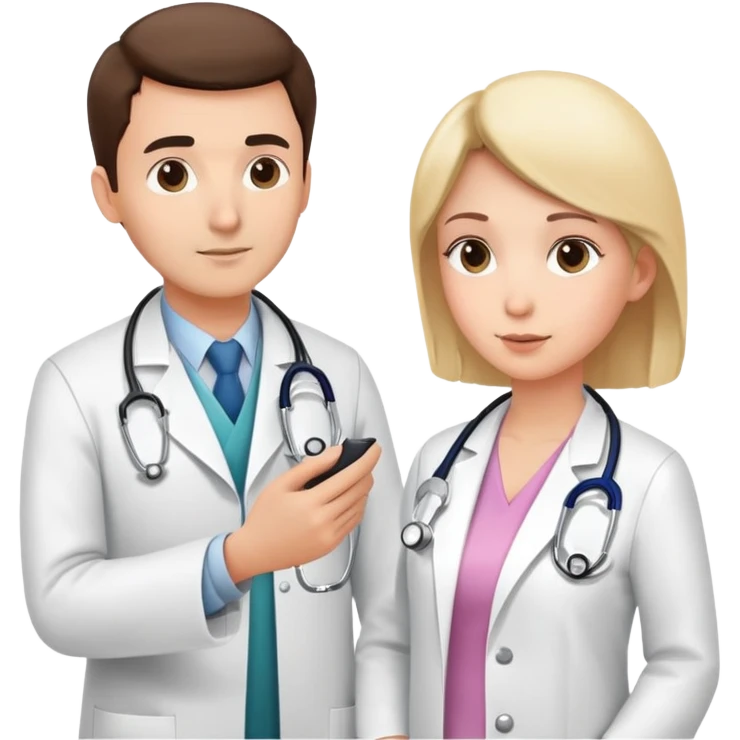 Doctor in white coat examining patient with stethoscope during cancer screening, medical checkup in clinic emoji