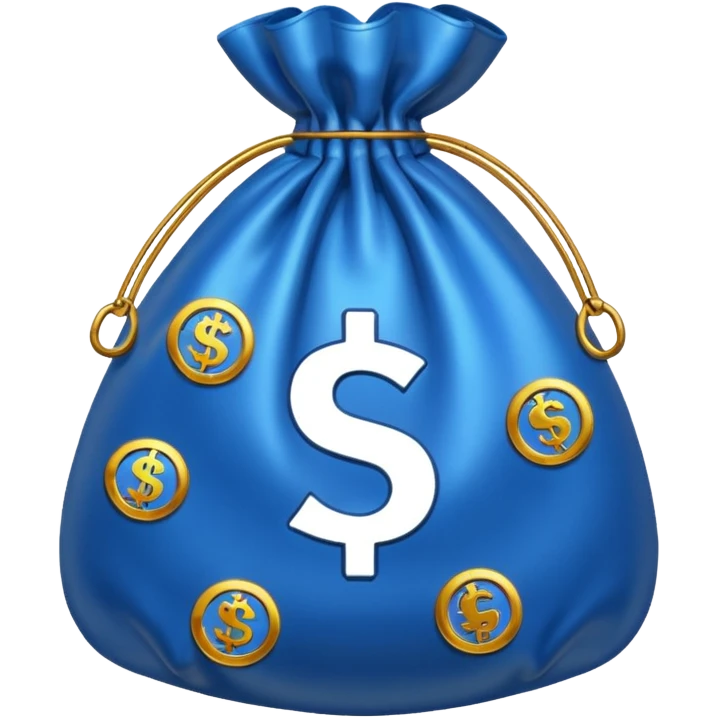 blue coins inside a money bag  emoji