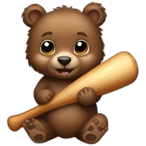 baby Grizzly holding a bat emoji