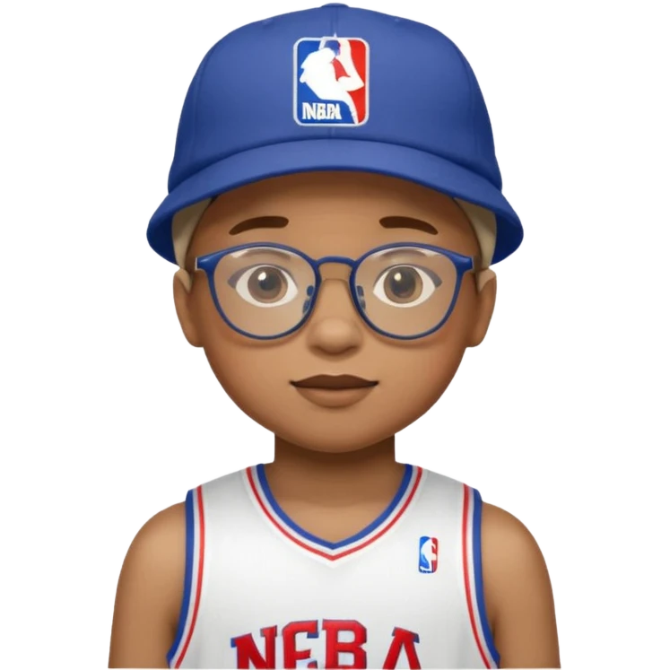hat and glasses child with nba jersey emoji