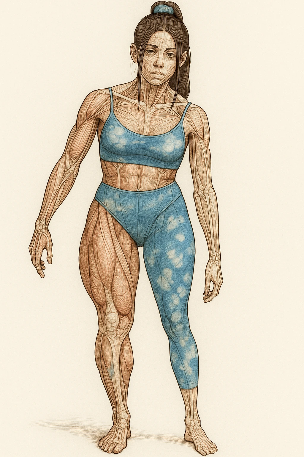 Anatomical style inspired by the photo: one leg much smaller and thinner than the other, highlighting the difference between the two legs, anatomical style, variant 4. emoji