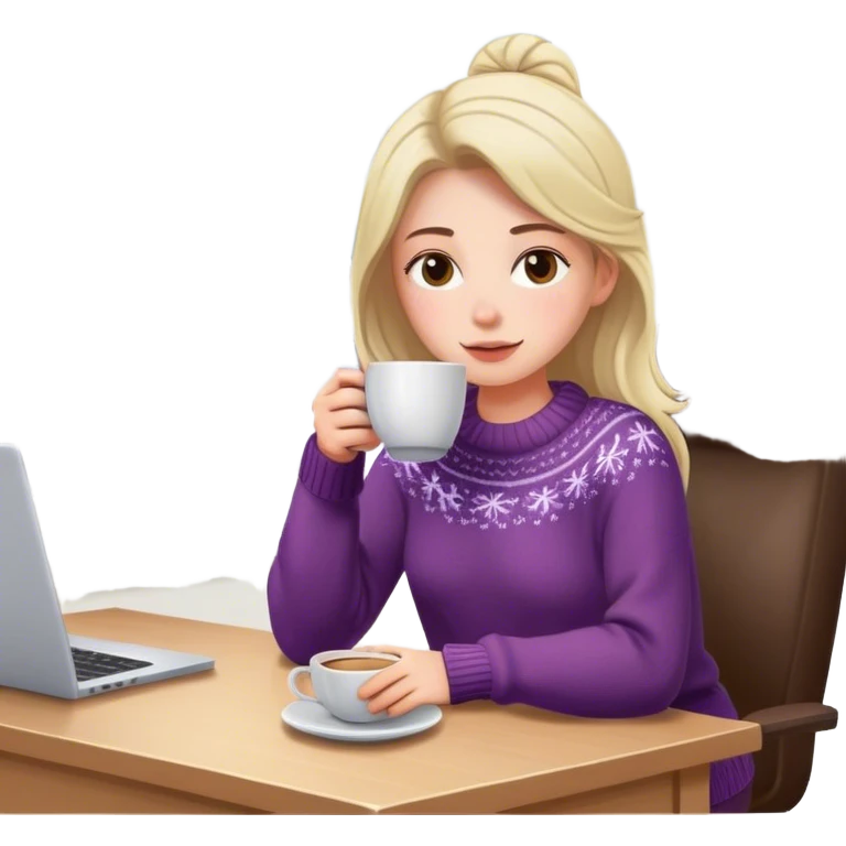 Woman Working from home because of snow emoji