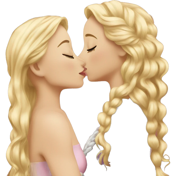 2 women princesses couple blonde deep kiss emoji