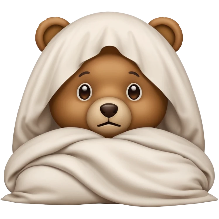 Scared teddy bear hiding under covers emoji