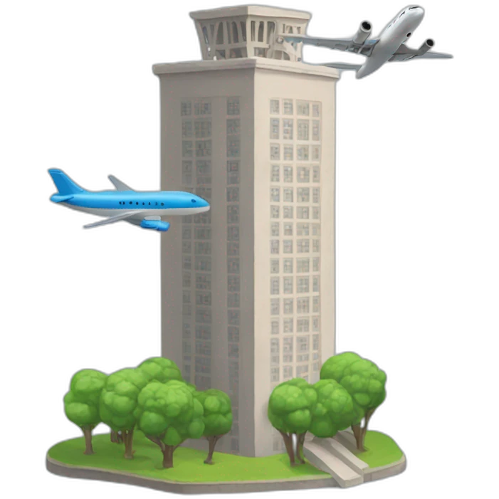 Tilted tower with a plane going on the tower  emoji