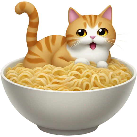 Cat eating ramen emoji