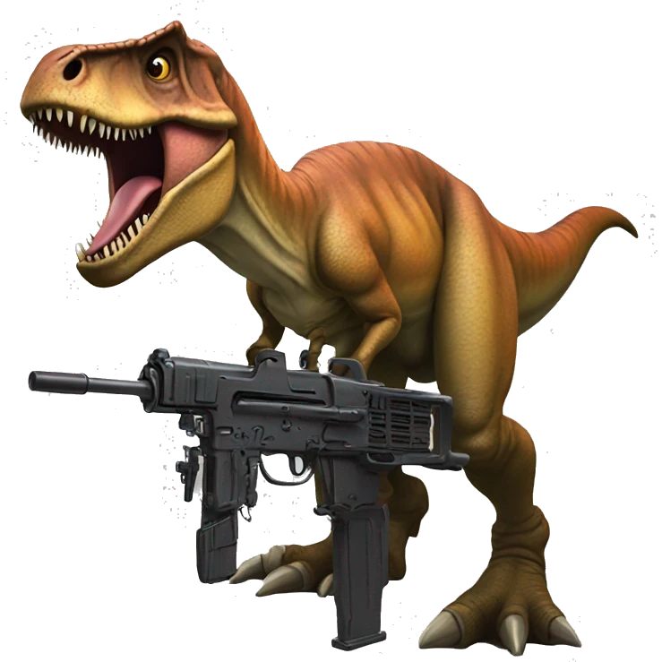 A strong T. rex with a machine gun emoji