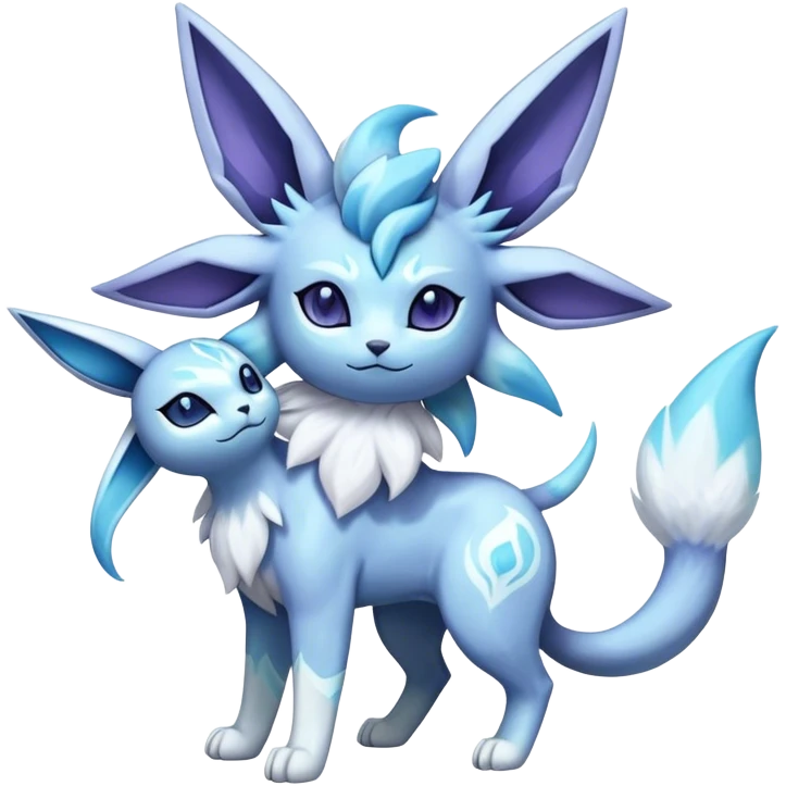 Fluffy celestial Glaceon-Espeon-dialga-hybrid, full body emoji