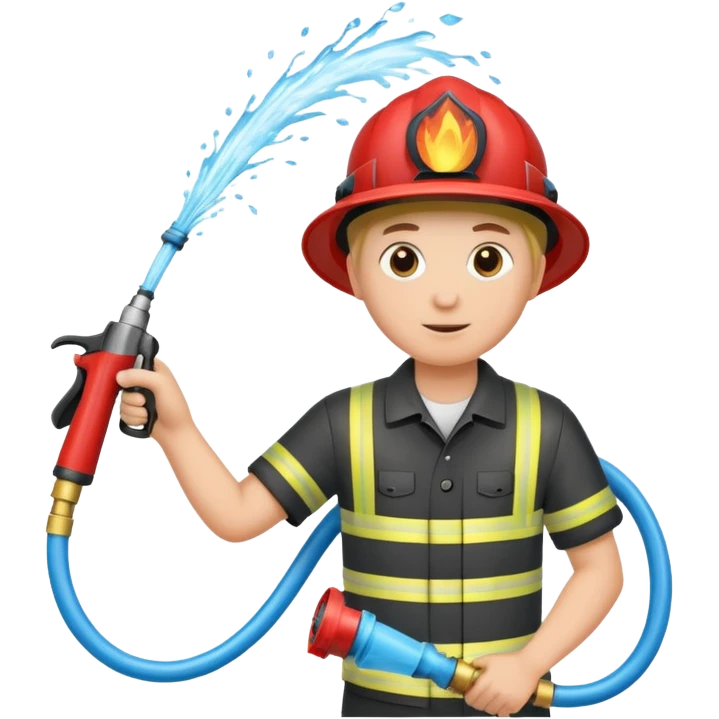 A hand holding a water hose and extinguishing the fire emoji