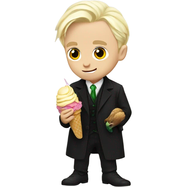 draco malfoy eating an ice cream with a chicken emoji