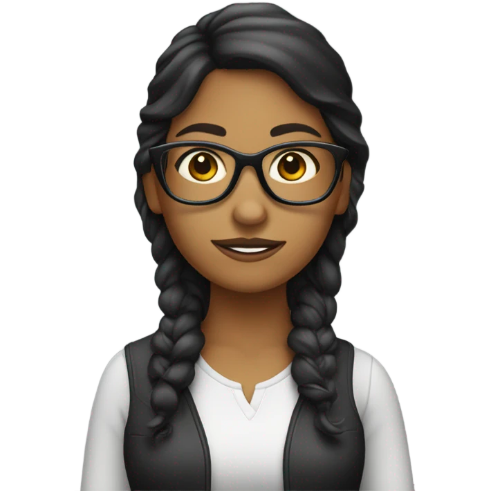 Mujer pelinegra lacia con lentes  emoji