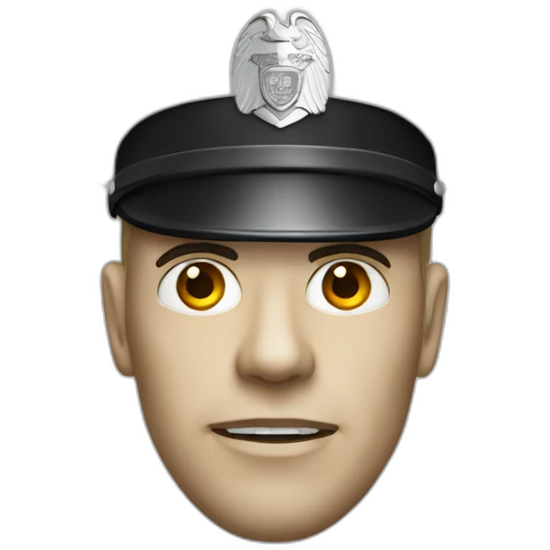 realistic white policeman with hat with undead head logo emoji