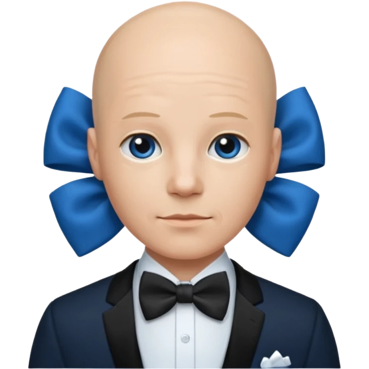 Bald with blue bow tie, midnight balck dress emoji