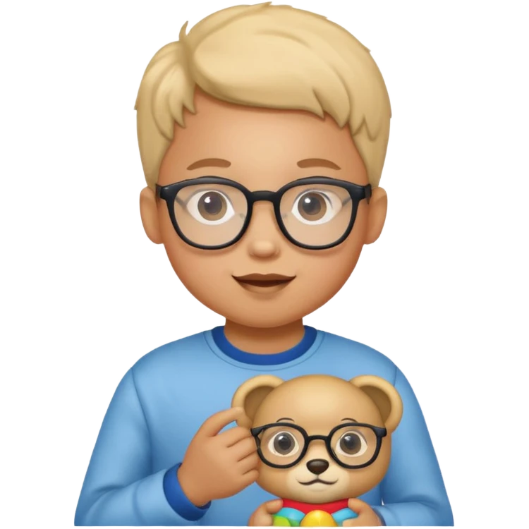 Toy Holding Kid with Glasses emoji