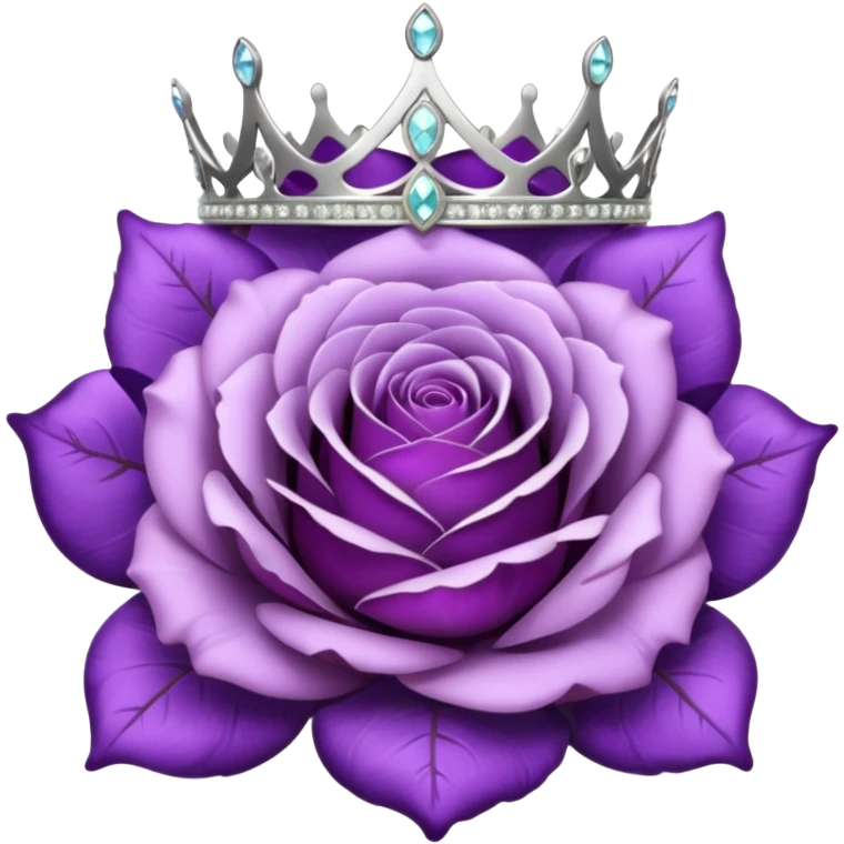Purple rose flower, silver circle plaque, silver tiara emoji