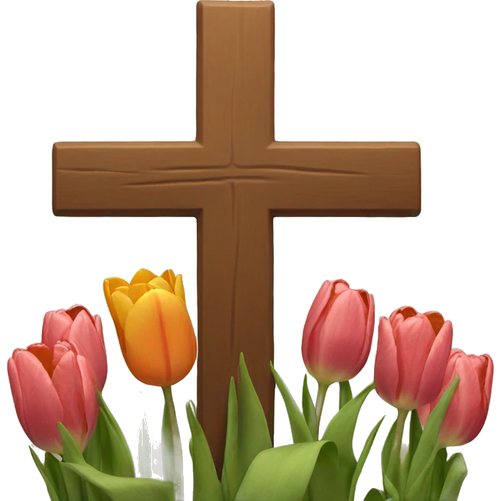 brown cross with tulips at base  emoji