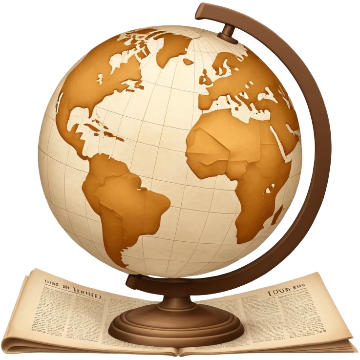 vintage globe in newspaper style beige emoji