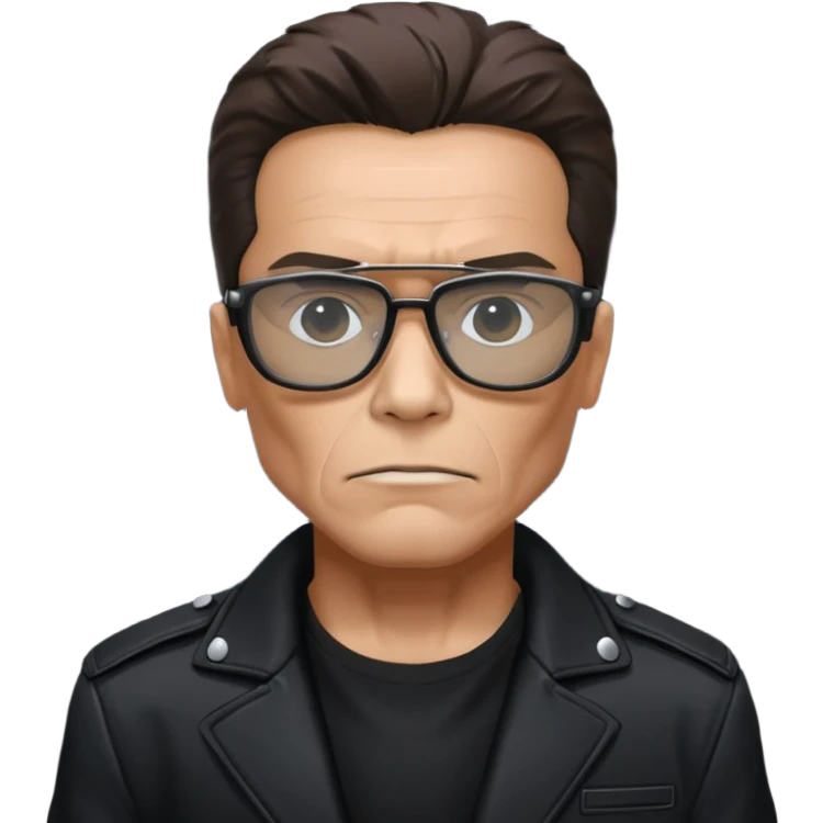 terminator shwartzneger only top in his black glasses and his black jacket emoji