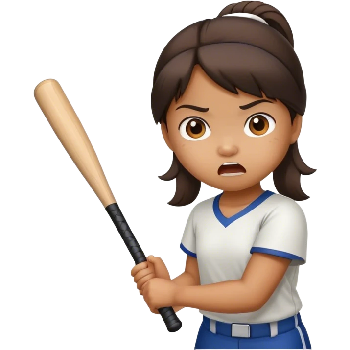 little angry filipina girl holding baseball bat emoji