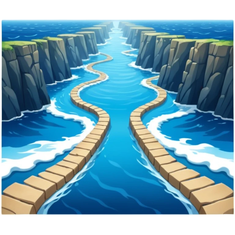 spliting of the sea in half, with a path in the middle emoji