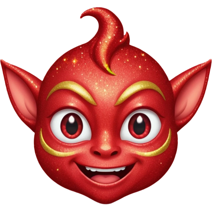 red glitter imp happy winking an eye emoji