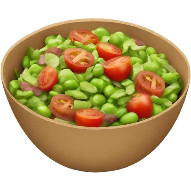 cardboard bowl with edamame salad meat and tomatoes emoji
