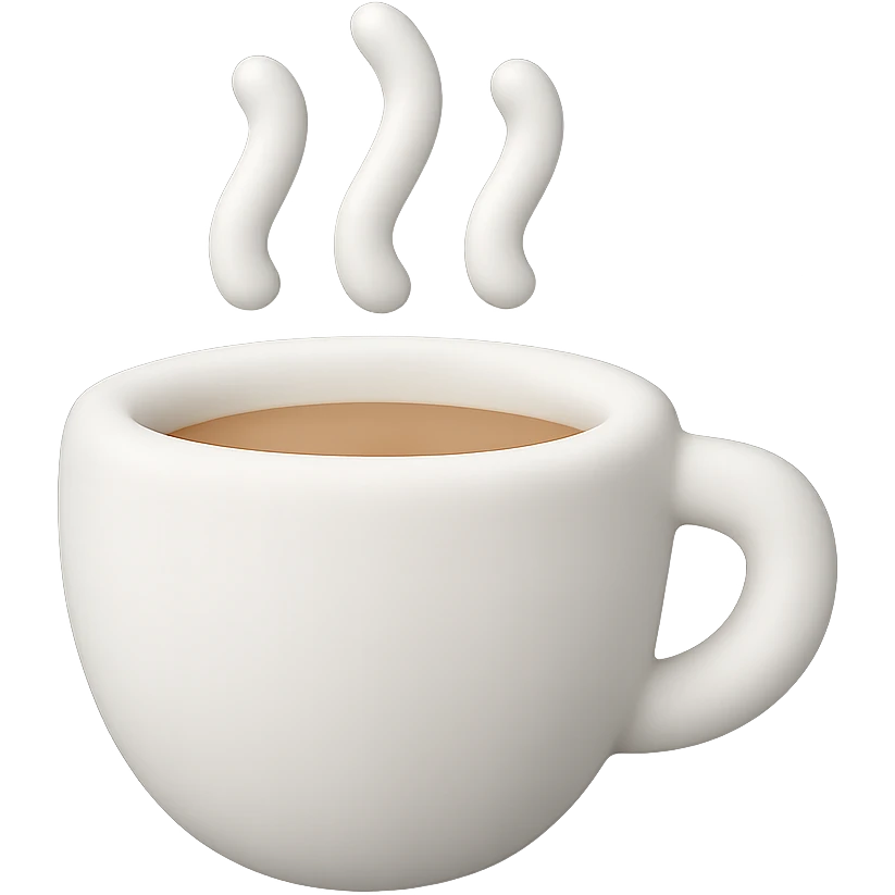 A coffee cup with gentle steam rising, rounded soft edges and minimal details emoji