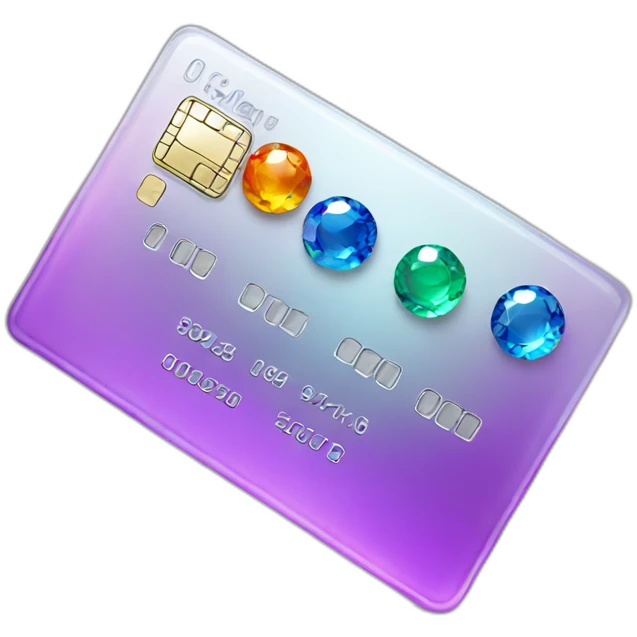Glass credit card with gems emoji