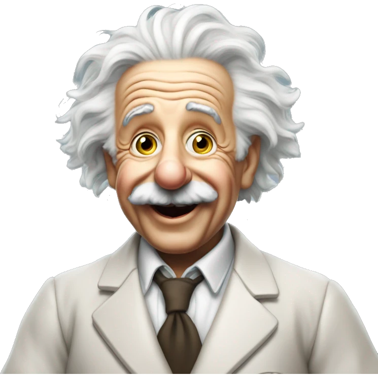happy albert einstein vawes with hand emoji