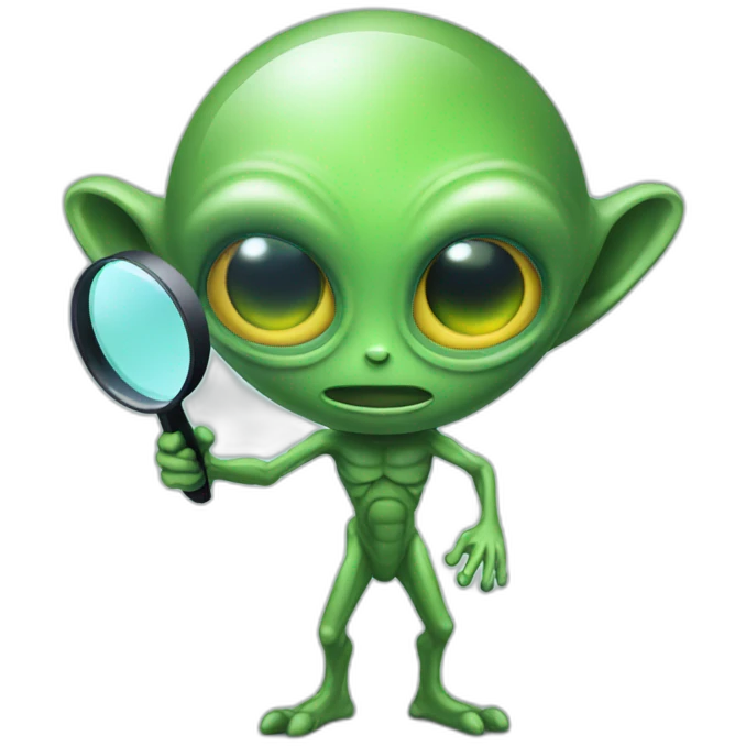 Alien with magnifying glass emoji