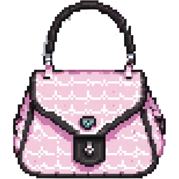 pink and black gothic purse, pixel art style, cute and chibi, small size, simple details emoji