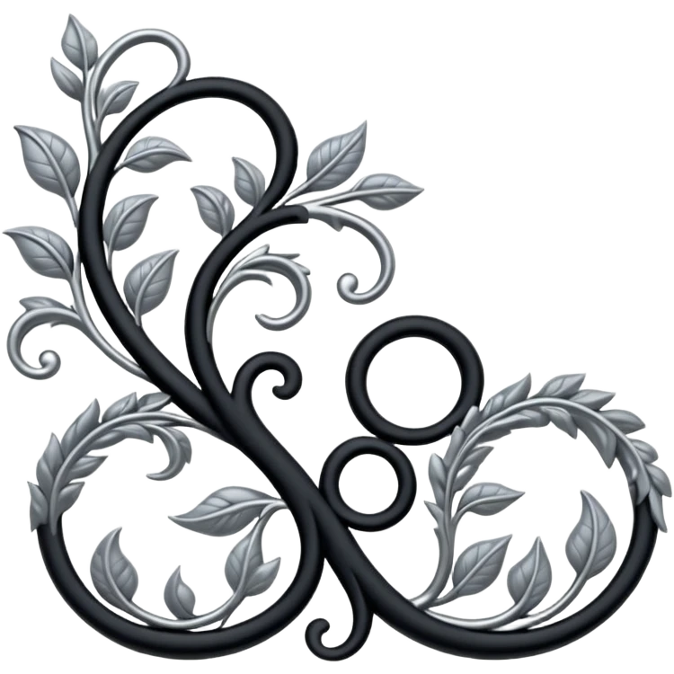 Black and silver filigree vine design, 3D, extremely detailed design emoji