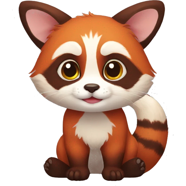 Red Panda Cat hybrid full body emoji