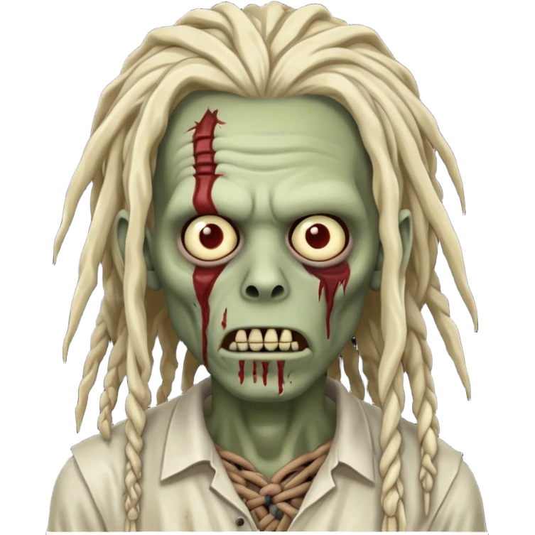 zombie with dreadlocks and scars on his face emoji