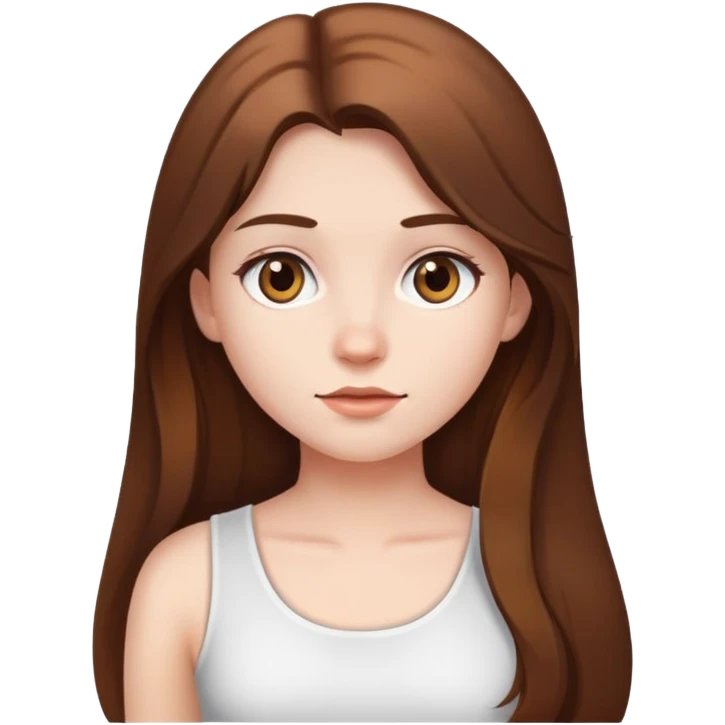 A girl with long brown hair wearing a white half top emoji