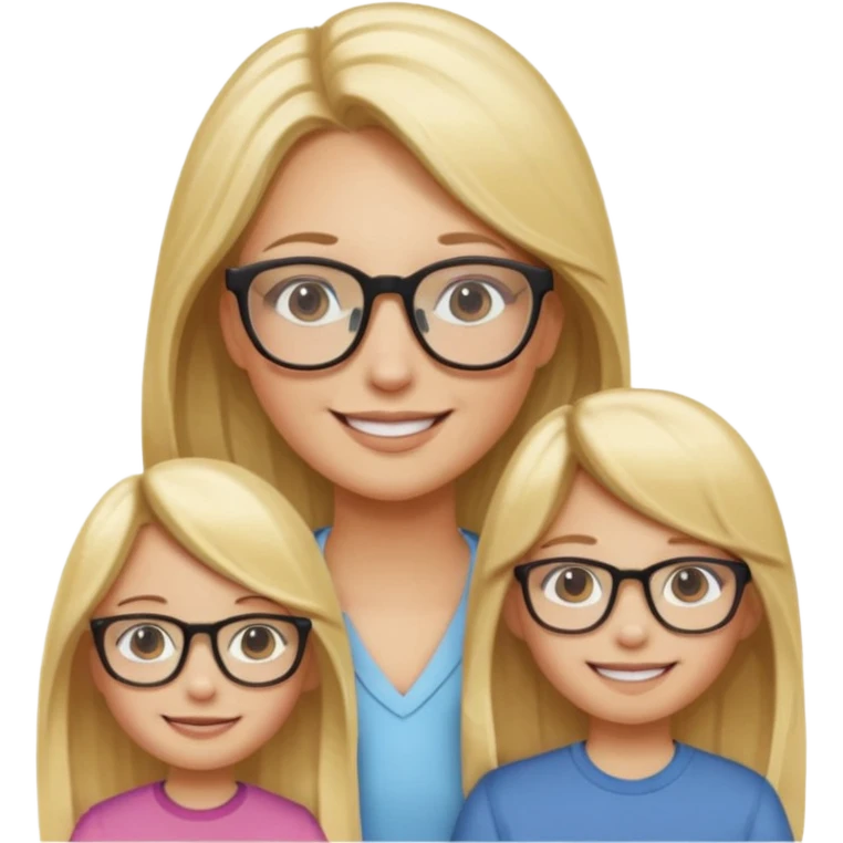 je voudrai un emoji d'une fille aux cheveux longs et blonds avec des lunettes en FAMILLE emoji