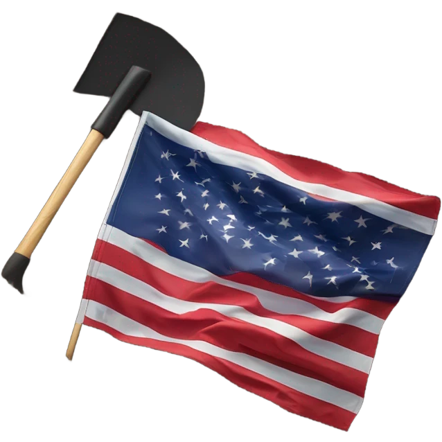 Large American Flag attached to one smaller black shovel in the ground   emoji