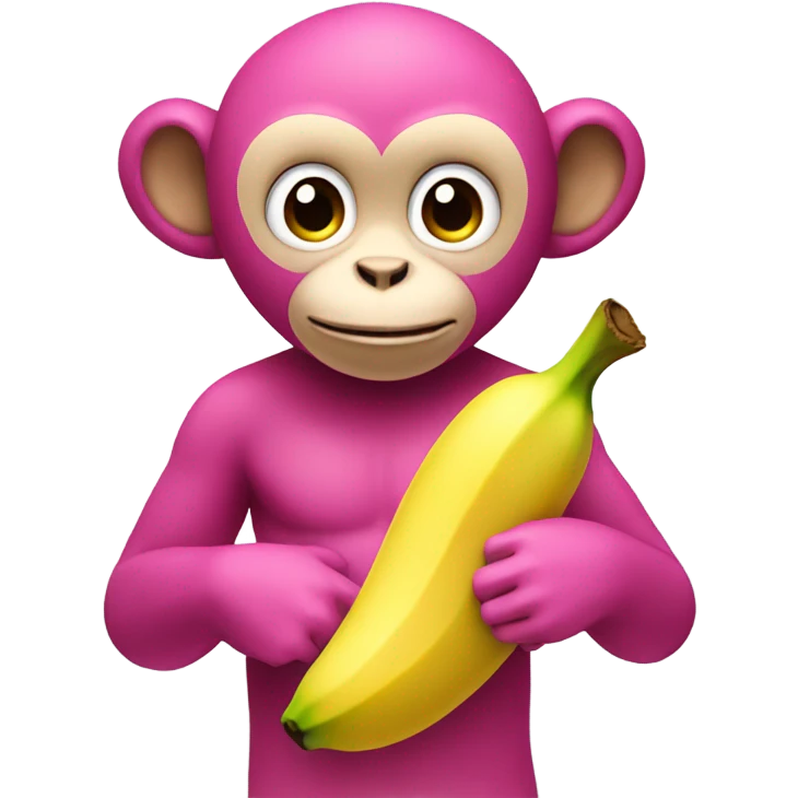 Pink monkey and banana emoji
