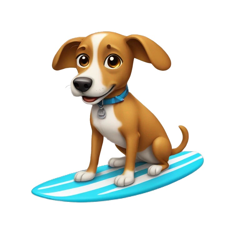 Dog riding a surf board  emoji