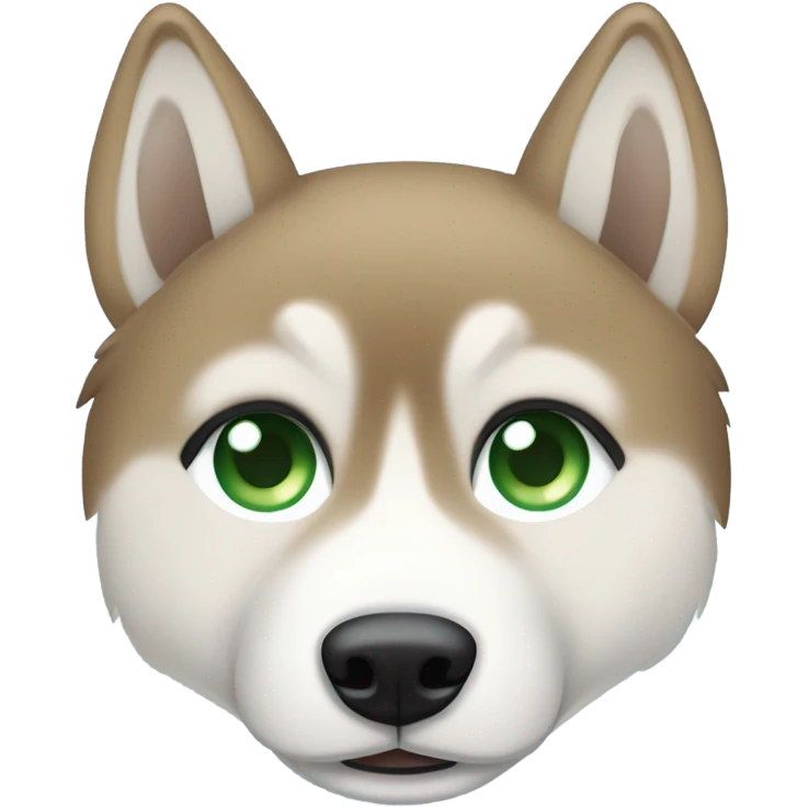 light brown and white husky with one blue eye and one green ey emoji