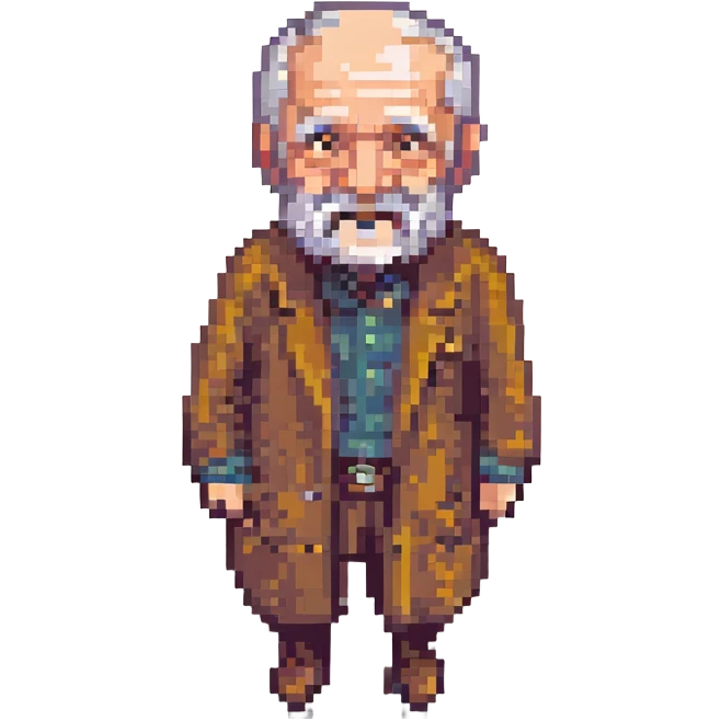pixel art old man, retro video game style emoji
