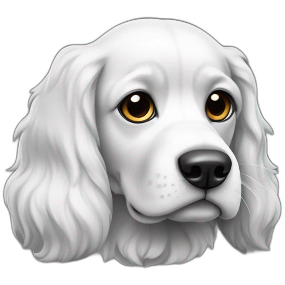 un perro cocker blanco y negro y con cejas canelas emoji