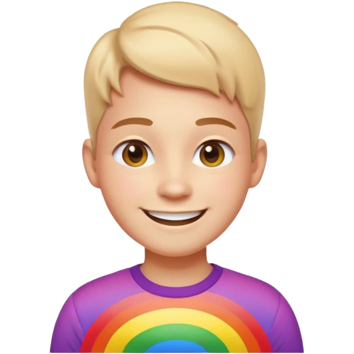 pride character, smiling, rainbow colors, inclusive and joyful vibe, modern Apple emoji style, clean vector look, soft gradients, simple background emoji
