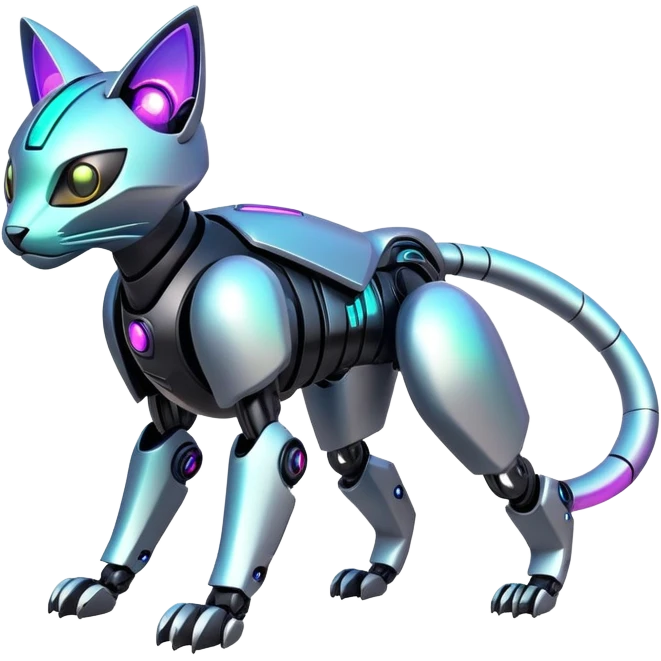  exotic tropical iridescent cyber-Protogen-Fakémon-Pokémon-Vernid-robot-feline-creature emoji
