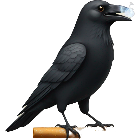 a crow smokes a cigarette emoji