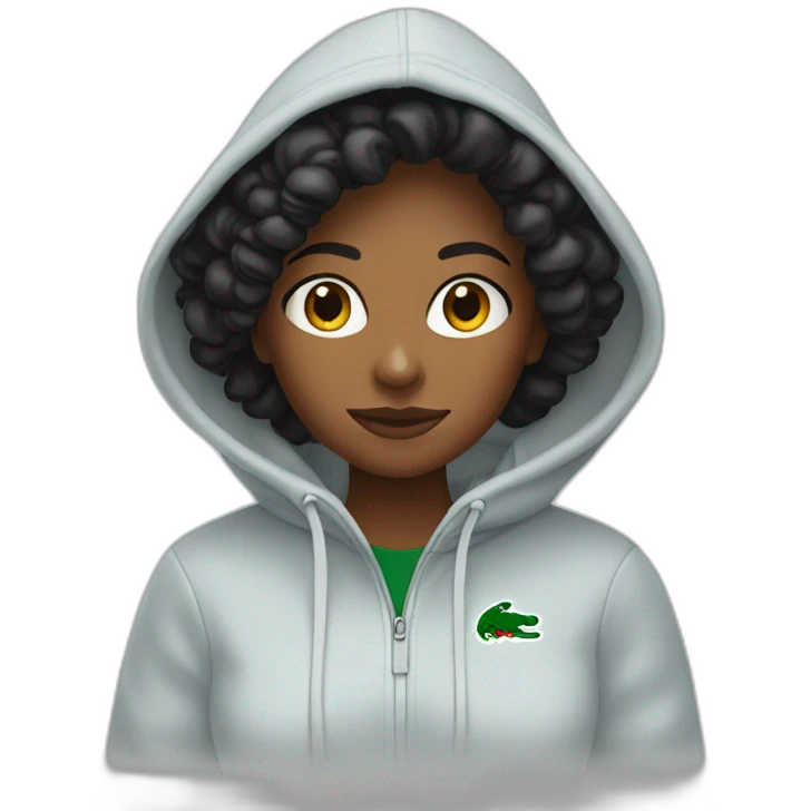 Black ladie using lacoste hoodie emoji